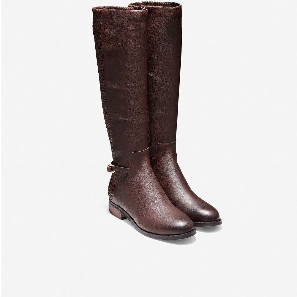 Cole Haan Isabell Stretch Boot in Chestnut Leather